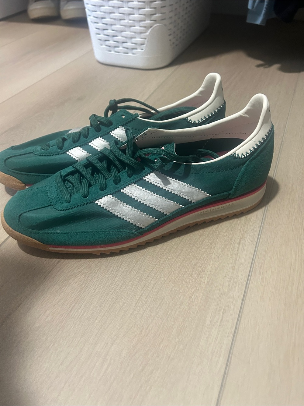 adidas Green and White Retro Runner Sneakers